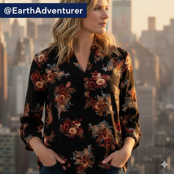 ๐จ 50% OFF BUNDLES! ๐จ NWT Daniel Rainn Floral Blouse - Picture 1 of 5